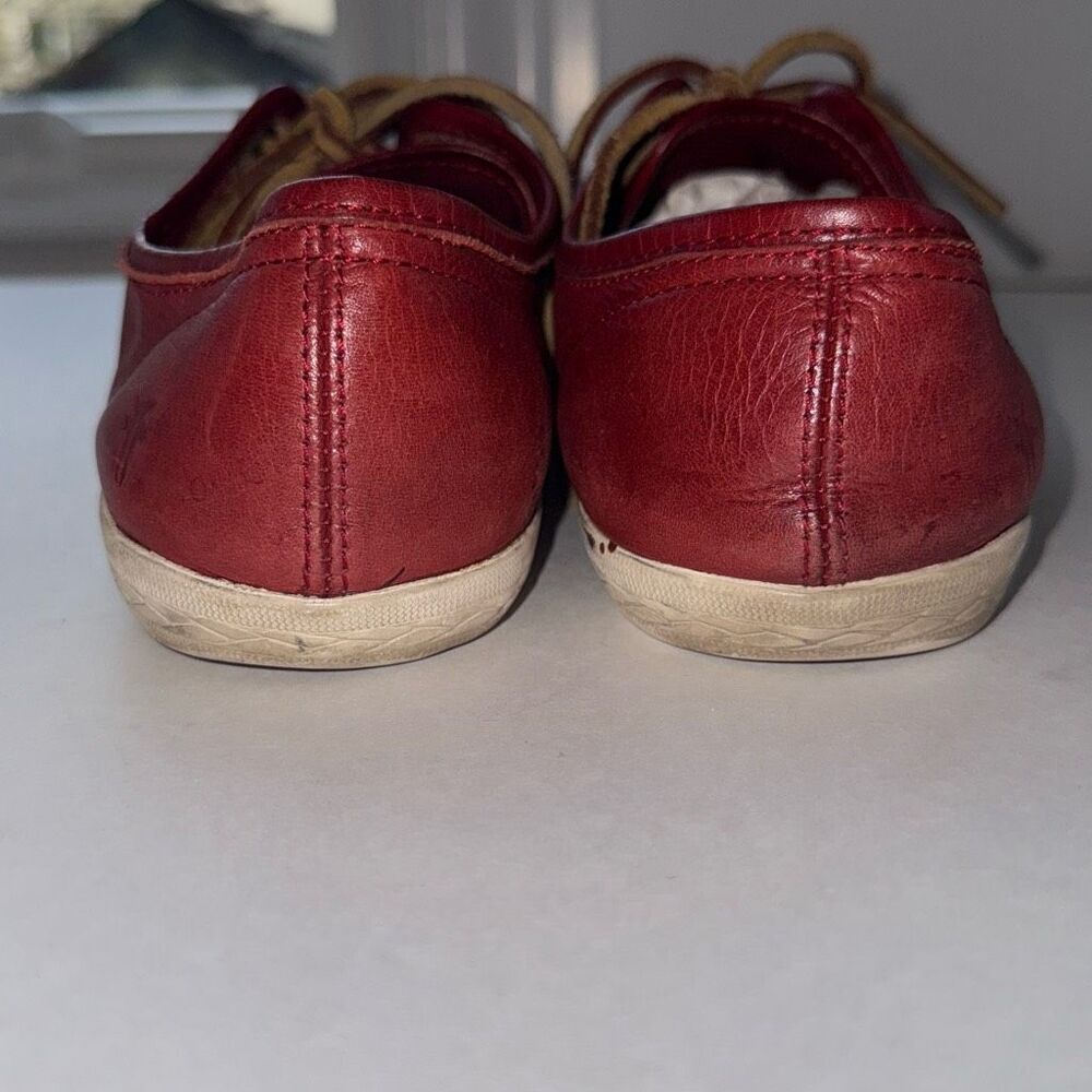 Frye Bud Red Leather Lace Up Sneakers Size 8.5 - Picture 5 of 8